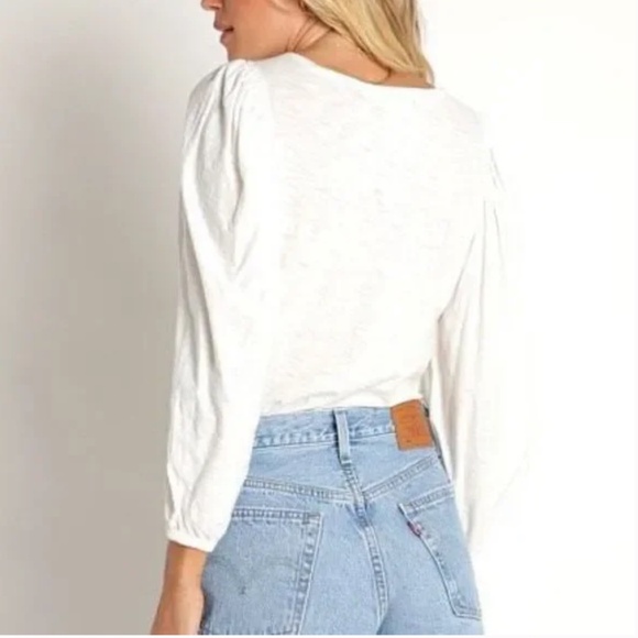 Nation LTD Cecilia Balloon Sleeve Tee White Pima Cotton Minimalist Sz Small - Picture 7 of 7